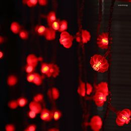 Strings YIYANG 220V 110V Traditional Chinese Style Red Lantern LED String Lights Spring Festival Mini Rope For Porch Decoration Lamps
