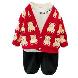 Clothing Sets LZH Baby Girl Clothes Set Spring Autumn Casual Baby Boy Clothing Print Kids Longsleeve Shirt Cardigan Trousers 3Piece Suit 220913