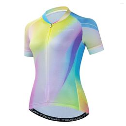 Racing Jackets KEYIYUAN 2022 Retro Cycling Jersey Women Summer Short Sleeve MTB Shirts Bike Top Bicycle Clothing Camisa De Ciclismo Feminina
