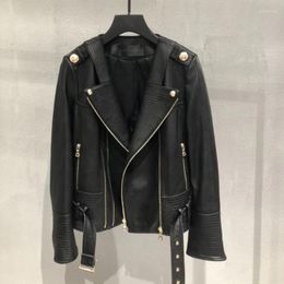 Women's Leather Of 2022 Autumn Winters Is Brief Paragraph Show Thin Sheep Skin Locomotive In The Spring And Jacket Female Coat Women's