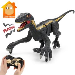 ElectricRC Animals Kid Remote Control Dinosaurs Electric RC Velociraptor Robot Intelligent LED Light Animal Educational Toys For Boy Gift 220913