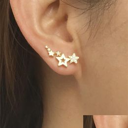 Ear Cuff Simple Stylish Star Women Ear Cuff Shiny White Crystal Exquisite Versatile Female Drop Earring Fashion Jewelry Deli Yydhhome Dhlmv