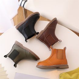 Boots Children Fashion Autumn Girls Retro Short Boys Single Leather Martin Baby Soft Cow Muscle Sole 220913