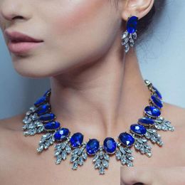 Earrings Necklace Womens Fashion Acrylic Statement Necklace Bridal Jewelry Mticolor Diamond Necklaces Earring Set Drop Deli Lulubaby Dhd2B