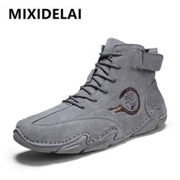 Boots Big Size Mens Breathable Genuine Leather Soft Sole Comfortable Ankle Outdoor Casual Shoes 220913
