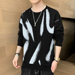 Men's Hoodies Men's & Sweatshirts Graffiti Sweatshirt Men Crew Neck Casual Tie Dye Pullover Hoodless Long Sleeve Top For Harajuku