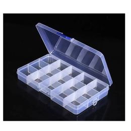 NEW Adjustable Compact box 15 Grids Compartment Plastic Tool Container Storage Box Case Jewellery Earring Tiny Stuff Boxes Containers