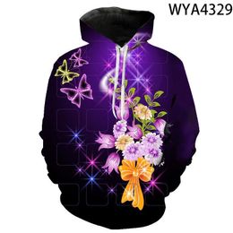 Men's Hoodies Men's & Sweatshirts Butterfly 3D Printed Men Women Children Fashion Long Sleeve Pullover Boy Girl Kids Streetwear Cool