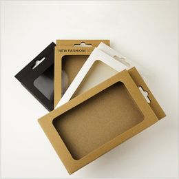 Gift Wrap 50pcs Phone Case Packaging Box Kraft Paper Phone Box Black Window Package Cardboard Boxes White Gift Box With Hang Hole 220913