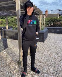 hoodie Trapstar full tracksuit rainbow towel embroidery decoding hooded sportswear men and women suit zipper trousers Size XL 2023 Sports and leisure