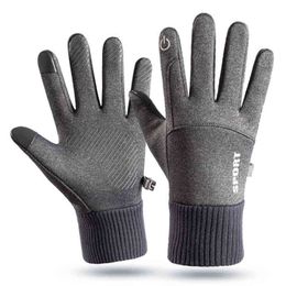 Men Winter Waterproof Cycling Outdoor Sports Running Motorcycle Ski Touch Screen Fleece Gloves Non-slip Warm Full Fingers 0909
