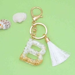 Keychains DIY Creative 26 Letters Resin Keychains For Women Handbag Car KeyRing Ornaments Accessories Girl Gift Handcarft Tassel Key Chain T220909