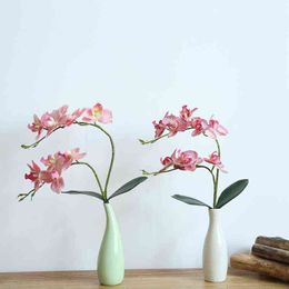 Faux Floral Greenery 3D Artificial Butterfly Orchid Flowers Fake Mot Flor Orchid Flower For Home Wedding Diy Decoration Real Touch Home Decor J220906