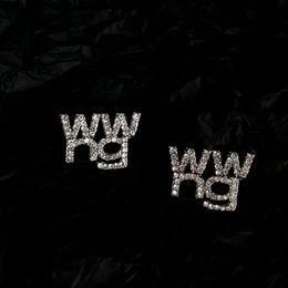 Full Diamond Big Letters Earrings Brooches Designer Charm Simple Letter Studs Women Crystal Eardrops Brooch Wholesale