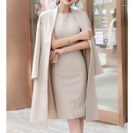 Women's Trench Coats Spring Autumn 2022 Women Windbreaker High Quality Mid-length Stand-up Collar Blazer Slim Temperament Thin Coat FZ3462