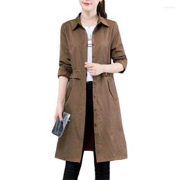 Women's Trench Coats Women's 2022 Korean Spring Autumn Coat Women Shirt Female Long Fashion Womens Windbreaker Plus Size Brown Overcome