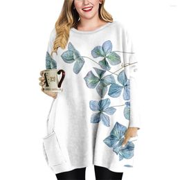 Casual Dresses Spring Plus Size Women Loose 3D Floral Print Mini Dress Sexy O Neck Long Sleeve Ladies Oversized Beach