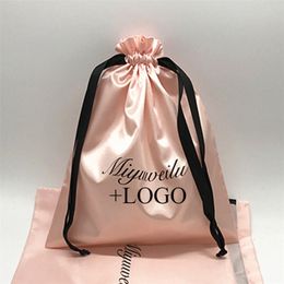 Gift Wrap 20PCS Luxury Satin Hair Bags Packaging Jewelry Cosmetic Party Candy Gift Storage Sachet Cloth Shoe Dustproof Pouches Print 220913