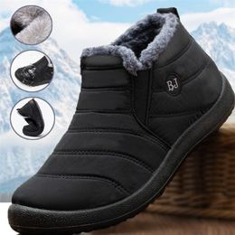 Boots Men Waterproof Winter Lightweight Snow Warm Fur Shoes Plus Size 47 Unisex Ankle Slip on Casual 220913