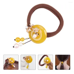 Bandanas 1Pc Hair Tie Elastic Loop Yellow Chalcedony Rope Hanfu Headwear