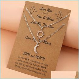 Pendant Necklaces Charm Moon Sun Pendant Necklace Stainless Steel Hollow Butterfly Heart Pendants Link Chain Couple For Dhseller2010 Dhm74