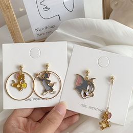 Funny Anime charms Dangle Earrings Women Girls Korean Trend Designer Cartoon Fun Asymmetrical Long Summer Statement Stud Accessories