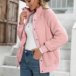 Women's Jackets Women's Women Winter Warm Thicken Plush Coats Fashion Fuzzy Fleece Long Sleeve Jacket Coat Blends Casual Loose Button