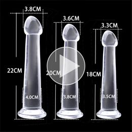 Beauty Items 22cm erotyczne galaretki Dildo realistyczny Penis zabawka dla dorosych mikkie Strapon sztuczny przyssawka dua kula erotyczna kobiety