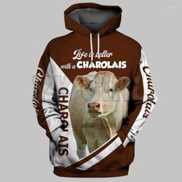 Men's Hoodies Men's & Sweatshirts Life Is Better With A Charolais 3D Printed Unisex Pullovers Funny Dog Hoodie Casual Street