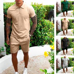 Men's Tracksuits Summer Men Casual Sets Jogging Tracksuit Shirts Short Two Piece Mens Sportswear Fitness Sport Suit Solid Clothing