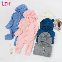 Rompers LZH Autumn Infant Baby Knit Rompers For Baby Boys Jumpsuit Winter Kids Overalls Baby Girl Clothes For born Halloween Costumes 220913