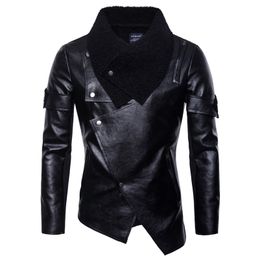 Men's Leather Faux Jackets Autumn European Size Motorcycle Jacket Personality Irregular Punk Coat 220913