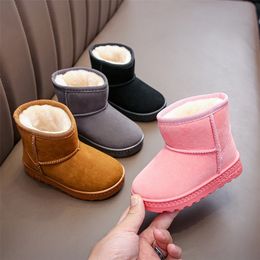 Boots Winter Kids Fashion Snow Thick Children Cotton Shoes Warm Plush Soft Bottom Boys Girls Short Baby Toddler 220913