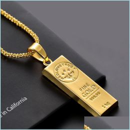 Pendant Necklaces Engraving Personalised Square Bar Custom Name Necklace Hip Hop Stainless Steel Pendant Women/Men Gift Drop Lulubaby Dhubt