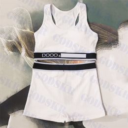 White Tanks Boxers Suit Letter Logo Womens Swimwear Brand Sports Fitness Underwear Two Piece Set