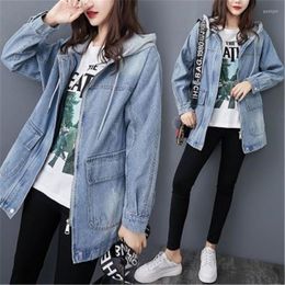 Women's Jackets Mid-Length Denim Jacket Women 2022 Autumn Fashion Loose Hooded Long-Sleeved Trend 142 Women's