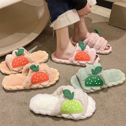 Slippers Women Fluffy Furry Slippers Sweet Girl Candy Color Cute Fruit Shoes Female Autumn Winter Indoor Warm Home Soft Plush Slides 220913