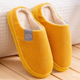 Slippers Women Fashion Shoes Stripe Corduroy Indoor Autumn and Winter Warm Slides Women Plush Cotton Slippers Household Fur Slides 220913