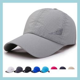 Ball Caps Men Women Summer Baseball Cap Quick Drying Hats Unisex Breathable Sport Pure Colour Snapback Hat Bone Caps Drop Del Vipjewel Dho5X