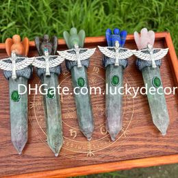 Manifestation Wand Home/Office Decor Handcrafted Guardian Angel Gemstone Healing Stones Magic Staff Natural Fluorite Point Tower Fairy Wicca Wizard Wand Sceptre