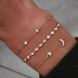 Accesorios de mano Moda europea y americana verano cool star moon pulsera de diamantes conjunto de 3 piezas