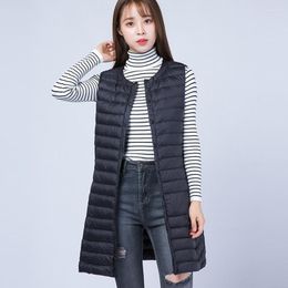 Women's Vests Women's Women Autumn Winter Ultra Light Down Vest Windproof Sleeveless Long Waistcoat Fashion Warm Female Puffer