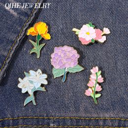 Colourful Flower Enamel Pin Plant Lily Peach Blossom Brooch Lapel Backpack Hat Sweater Custom Accessories Jewellery Gift Friends