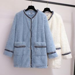 Women's Jackets Women's Xl-5xl Plus Size 300kg Oversized Dress 2022 Small Fragrance Lamb Wool Coat Loose And Thin Top