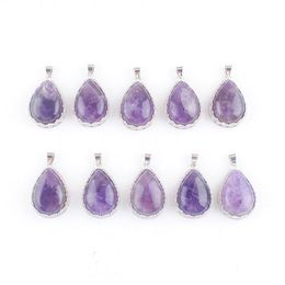 Pendant Necklaces Natural Stone Amethyst Water Drop Pendants Charms Fit Necklaces Women Man Jewelry Wholesale Assorted Dn Dhseller2010 Dhljm