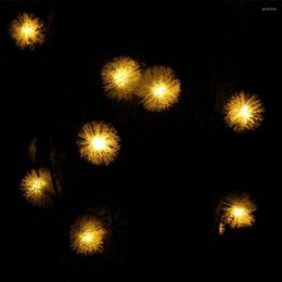 Strings YIYANG 20LED 4.8M RGB LED String Snow Pompon Christmas Light Solar Operated Wedding/Party Decoration Lights