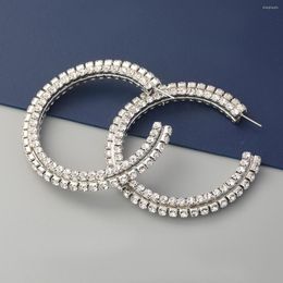 Hoop Earrings 2022 Fashion Metal Rhinestone C-shaped Girl Creative Party Accessories