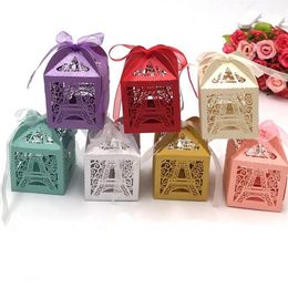 Gift Wrap 50pcs Wedding Candy Box Chocolate Packaging Paris Eiffel Tower Personalised Wedding Box Marriage Favours And Gifts Baby Shower 220913