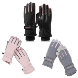 Women's Waterproof Ski Touch Screen Anti Slip Outdoor Sports Riding Warm Female Pink Bike Running Gloves 0909