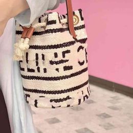 Shoulder Bags 2022 brand Ce early autumn new product net red the same fashion Colour contrast letters white Woollen design hand-held cross bucket bag